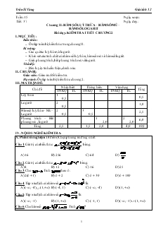 Giáo án lớp 12 môn Giải tích - Tuần 15 - Tiết 37 - Bài dạy: Kiểm tra 1 tiết chương 2