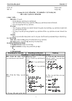 Giáo án lớp 12 môn Giải tích - Tuần 16 - Tiết 41 - Bài 1: Bài tập nguyên hàm