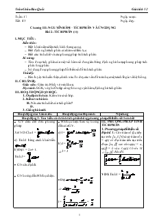 Giáo án lớp 12 môn Giải tích - Tuần 17 - Tiết 43 - Bài 2: Tích phân