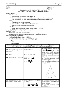 Giáo án lớp 12 môn Hình học - Bài 1: Bài tập khái niệm về mặt tròn xoay