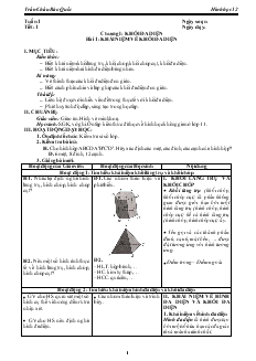 Giáo án lớp 12 môn Hình học - Bài 1: Khái niệm về khối đa diện