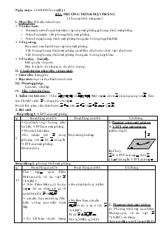 Giáo án lớp 12 môn Hình học - Bài 2: Bài: phương trình mặt phẳng