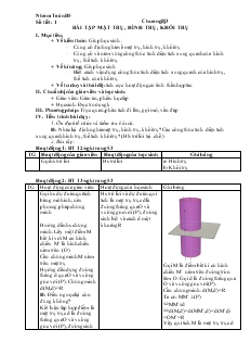 Giáo án lớp 12 môn Hình học - Bài 3: Bài tập mặt trụ, hình trụ, khối trụ