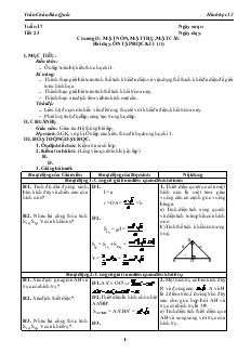 Giáo án lớp 12 môn Hình học - Bài dạy: Ôn tập học kì 1