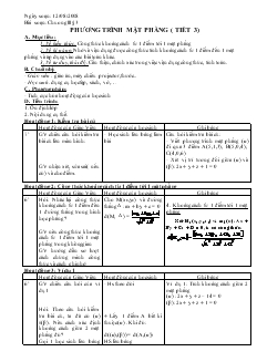 Giáo án lớp 12 môn Hình học - Phương trình mặt phẳng ( tiết 3)