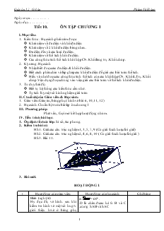 Giáo án lớp 12 môn Hình học - Tiết 10: Ôn tập chương I