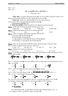 Giáo án lớp 12 môn Hình học - Tiết 11: Kiểm tra chương I