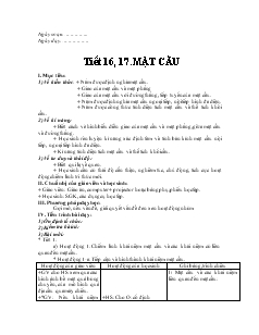 Giáo án lớp 12 môn Hình học - Tiết 16, 17: Mặt cầu