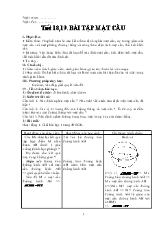 Giáo án lớp 12 môn Hình học - Tiết 18,19: Bài tập mặt cầu