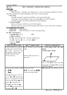 Giáo án lớp 12 môn Hình học - Tiết 29 - Bài 2: Phương trình mặt phẳng