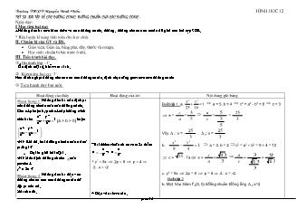 Giáo án lớp 12 môn Hình học - Tiết 30: Bài tập Về các đường conic, đường chuẫn của các đường conic
