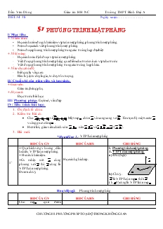 Giáo án lớp 12 môn Hình học - Tiết 34, 38 - Bài 1: Phương trình mặt phẳng