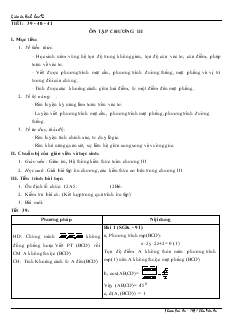 Giáo án lớp 12 môn Hình học - Tiết: 39 - 40 - 41: Ôn tập chương III