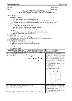 Giáo án lớp 12 môn Hình học - Tuần 10 - Tiết 16 - Bài 1: Bài tập khái niệm về mặt tròn xoay