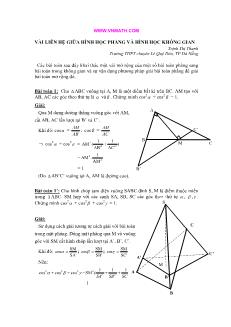Giáo án lớp 12 môn Hình học - Vài liên hệ giữa hình học phẳng và hình học không gian