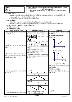 Giáo án Lớp 12 môn Toán - Bài 01: Sự đồng biến, nghịch biến của hàm số