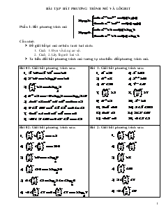 Giáo án lớp 12 môn Toán - Bài tập bất phương trình mũ và lôgrit