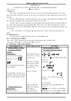 Giáo án Lớp 12 môn Toán - Chương II: Hàm số luỹ thừa, hàm số mũ và hàm số logarit