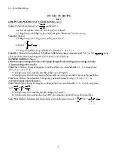 Giáo án lớp 12 môn Toán - Phần đại số - Ôn thi tốt nghiệp năm học 2008 - 2009