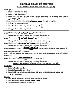 Giáo án lớp 12a môn Đại số - Các bài toán về cực trị