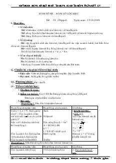 Giáo án lớp 12a môn Đại số - Hàm số mũ và hàm số lôgarit