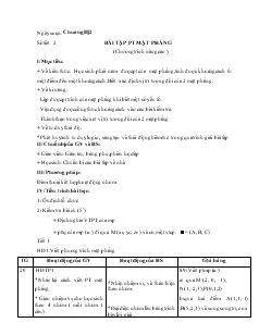 Giáo án lớp 12a môn Hình học - Bài tập phương trình mặt phẳng