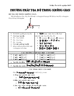 Giáo án lớp 12a môn Hình học - Phương pháp tọa độ trong không gian