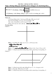 Giáo án lớp 12a môn Hình học - Phương trình đường thẳng