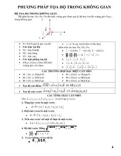 Giáo án lớp 12d môn Hình học - Phương pháp tọa độ trong không gian