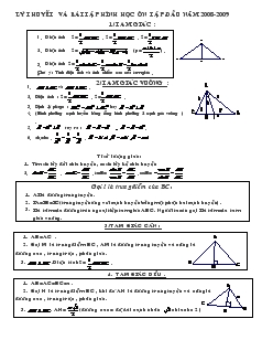 Giáo án Lý thuyết và bài tập hình học ôn tập đầu năm 2008-2009