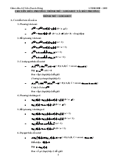 Giáo án môn toán lớp 12 - Chuyên đề 3: Phương trình mũ – logarit và bất phương trình mũ - Logarit