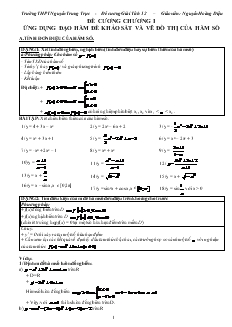 Giáo án môn toán lớp 12 - Đề cương chương I: Ứng dụng đạo hàm để khảo sát và vẽ đồ thị của hàm số