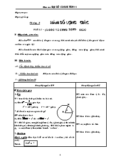Giáo án môn Toán lớp 12 - Góc và cung lượng giác