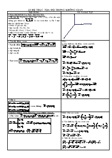 Giáo án môn Toán lớp 12 - Hệ trục tọa độ trong không gian
