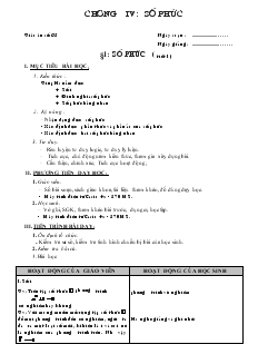 Giáo án môn Toán lớp 12 - Số phức ( tiết 1 )