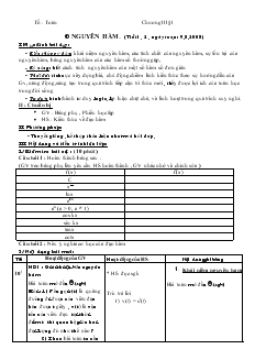 Giáo án môn toán lớp 12 - Tiết 1, 2: Nguyên hàm