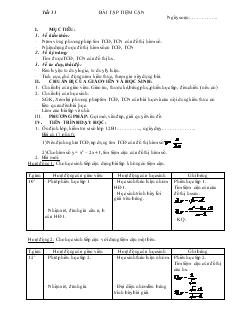 Giáo án môn Toán lớp 12 - Tiết 11: Bài tập tiệm cận