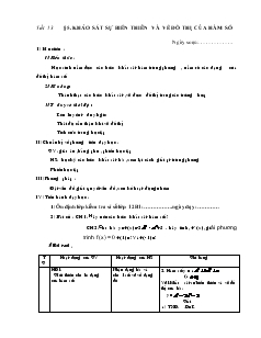 Giáo án môn Toán lớp 12 - Tiết 13 - Bài 5: Khảo sát sự biến thiên và vẽ đồ thị của hàm số