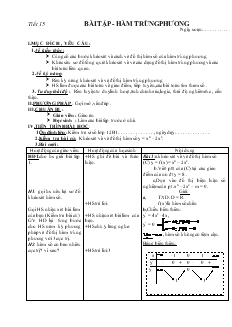 Giáo án môn Toán lớp 12 - Tiết 15: Bài tập - Hàm trùng phương