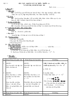 Giáo án môn Toán lớp 12 - Tiết 15: Bài tập - Khảo sát sự biến thiên và vẽ đồ thị hàm số bậc ba