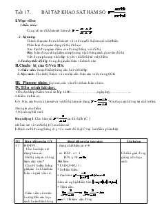 Giáo án môn Toán lớp 12 - Tiết 17: Bài tập khảo sát hàm số