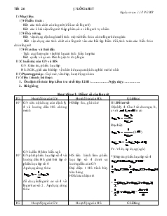 Giáo án môn Toán lớp 12 - Tiết 26 - Bài 3: Lôgarit