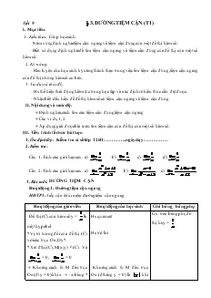 Giáo án môn Toán lớp 12 - Tiết 9 - Bài 3: Đường tiệm cận