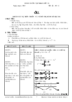 Giáo án ôn tập học kì II môn Toán lớp 12