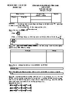 Kì thi giải toán trên máy tính casio lớp 12-Thpt năm học 2001-2002 thời gian : 150 phút