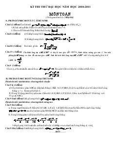 Kì thi thử đại học năm học 2010-2011 môn toán (thời gian làm bài: 180 phút)