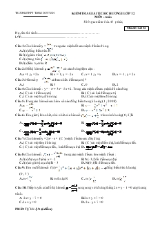 Kiểm tra giải tích chương I lớp 12 môn : toán thời gian làm bài: 45 phút