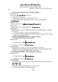 Kỳ thi diễn tập tốt nghiệp thpt môn : toán thpt – năm học: 2008 – 2009 thời gian : 150 phút ( không kể thời gian giao đề)