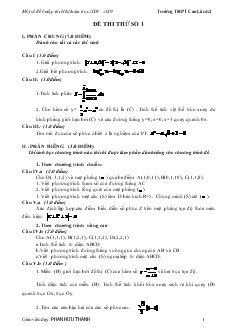 Một số đề ôn tập thi học kì II môn Đại số 12 năm học 2008 – 2009 Trường THPT Cao Lãnh 2