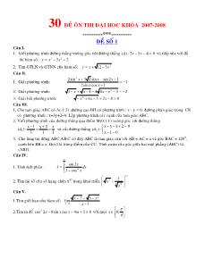 30 đề ôn thi đại học khóa 2007-2008
